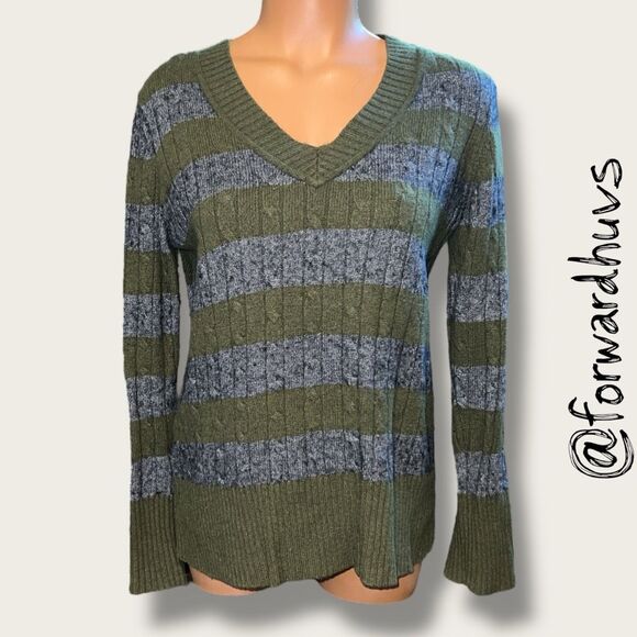 LOFT Long Sleeve V-Neck Sweater – Wool Rabbit Hair Blend Sz Lg - Picture 1 of 11